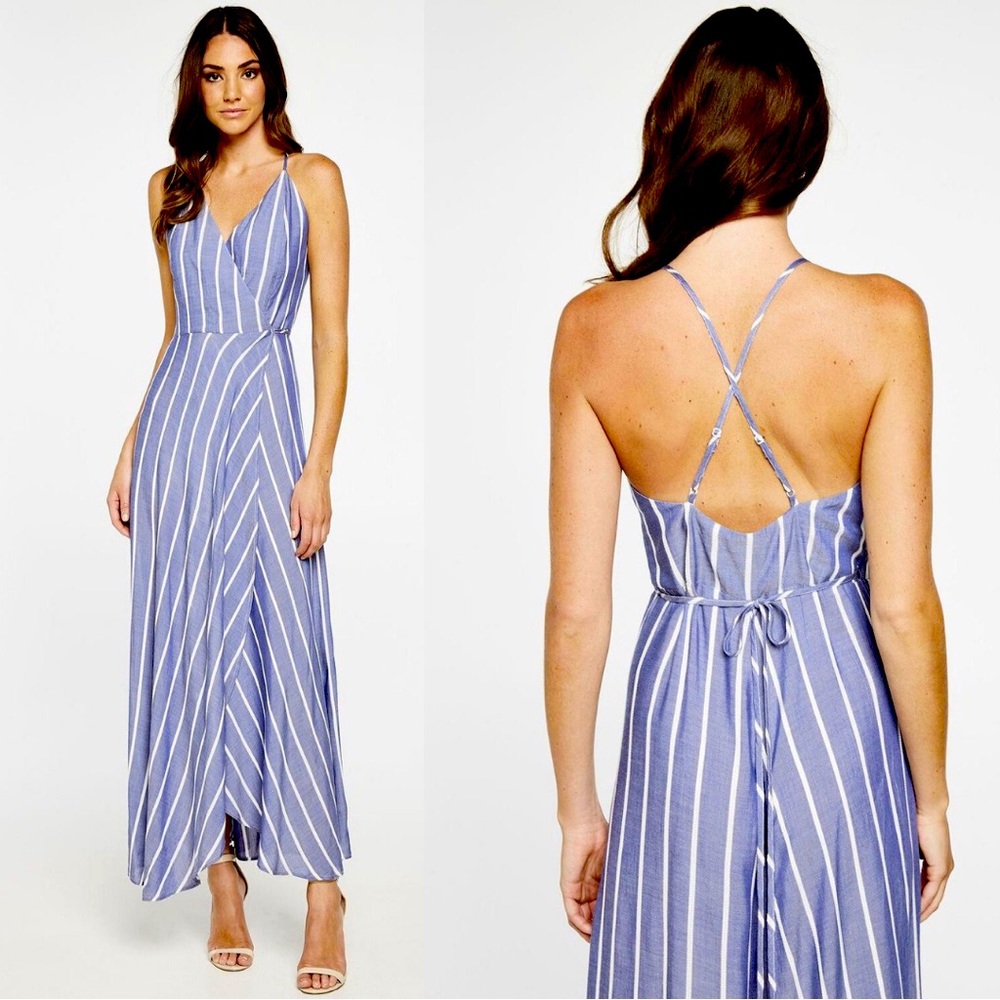 Bardot Raelyn Striped Maxi Wrap Dress XS